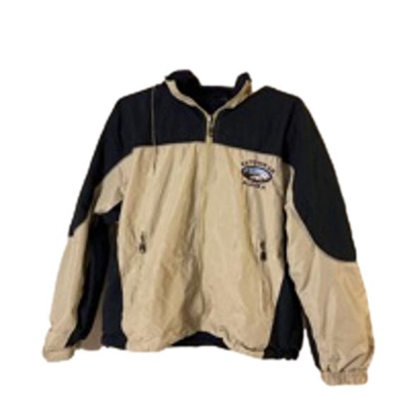 Y2K Beige & Navy Windbreaker Pullover Jacket XS - Picture 2 of 8